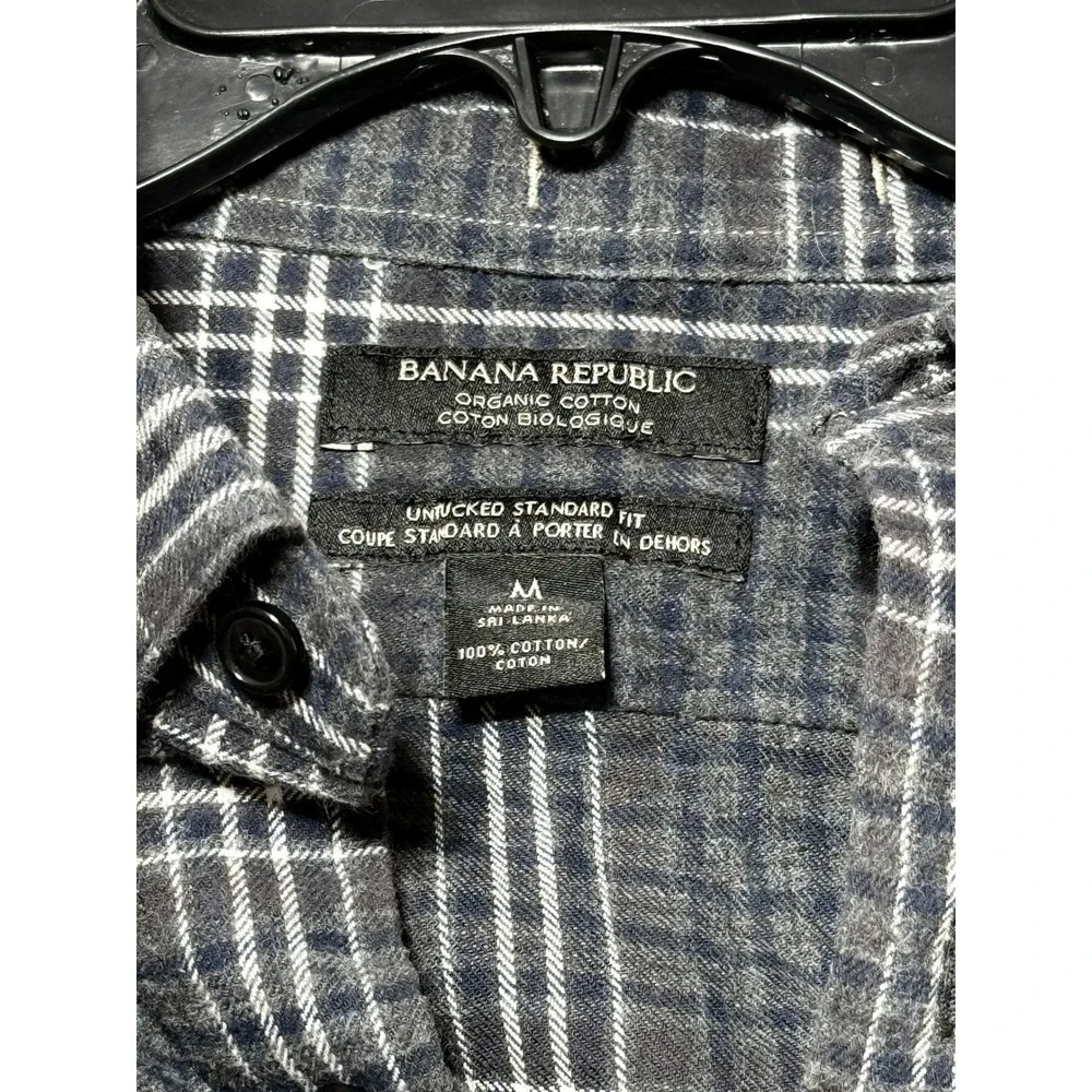 Banana Republic Button Down Shirt Mens M Grey Excellent Untucked Organic Cotton